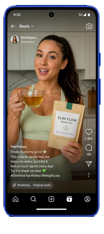 Instagram reel of a creator sharing dubious health advice.