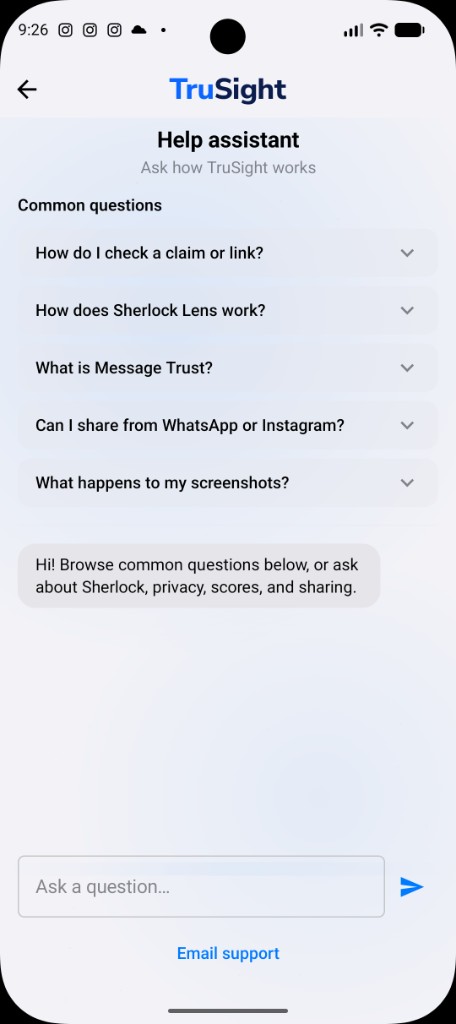 Genuine TruSight in-app Help assistant.